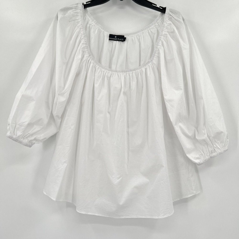 Pomander Place by Tuckernuck White Poplin Brooks Blouse Cotton Top sz XS NWOT
